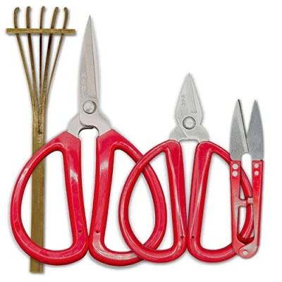 Afbeelding van R&amp;R SHOP Bonsai Precision Schaar Kit Snoeien, Precisie Knippen en Kleine Takken Wortels, Bamboe Rakè Set van 4