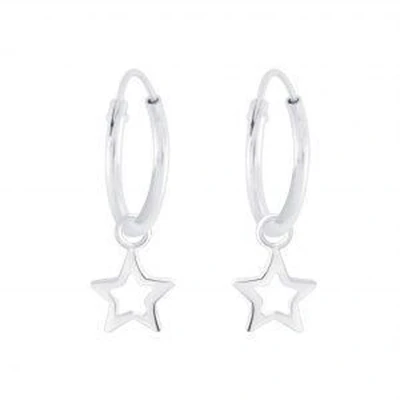 Afbeelding van Oorbellen dames oorringen met hanger Zilveren hanger, ster WeLoveSilver