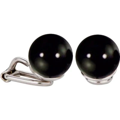 Afbeelding van Traveller Clip Oorbellen Oorclips Dames Zilverkleurig Parels 10 mm Zwart Geplatineerd 112306