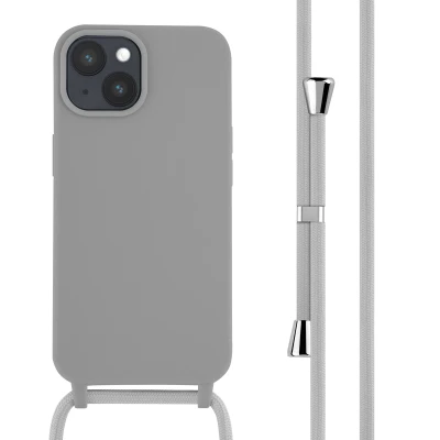 Afbeelding van Apple iPhone 15 Hoesje Siliconen en TPU (zacht) iMoshion Softcase/Koordhoesje/Backcover Lichtgrijs Telefoonhoesje