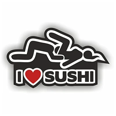 Afbeelding van folien zentrum I Love Sushi 14 x 8 cm hoogwaardige sticker auto tuning OEM &amp; JDM autosticker grappige stickers voor stickerbomb Made in Germany