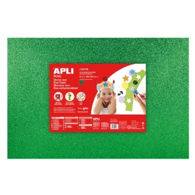 Afbeelding van Apli Kids EVA Foam vellen 60 x 40 cm Glitter metallic groen 3 vel
