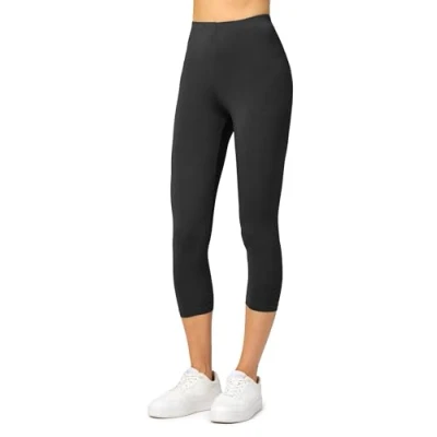 Afbeelding van Merry Style MS MS10 144 LE Dames Capri Leggings Sport Vrijetijdsbroek 3/4 Lengte Viscose Sporbroek Yogabroek Zwart XL
