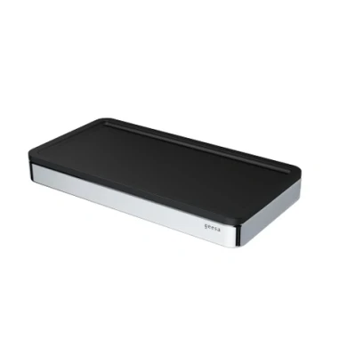 Afbeelding van Geesa frame universeel planchet met zwarte inzet plat staf verchroomd messing 210 x 25 108mm lxhxd 918804 02 06