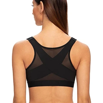Afbeelding van MELENECA Vrouwen Volledige Dekking Front Bevestiging Draadloze Comfort Niet Gewatteerde Houding BH Zwart 90G