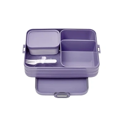 Afbeelding van Mepal Take A Break Large Lunchbox, broodtrommel met bakjes, geschikt voor maximaal 8 boterhammen, ideaal maaltijdvoorbereiding, 1500 ml, Vivid Lilac