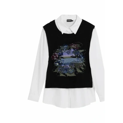 Afbeelding van Desigual 2IN1 Overhemdblouse, Dames, Maat: XXS, White