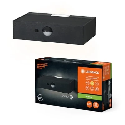 Afbeelding van LEDVANCE ENDURA STYLE BRICKLUME sensor, solarlicht, 3W, 300lm, grijs, donkergrijs, indirecte verlichting, bewegingsmelder, daglichtsensor, IP65, 3.000K kleurtemperatuur, warm witte lichtkleur
