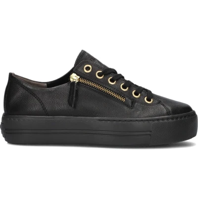 Afbeelding van Paul Green Sneakers laag schwarz, Dames, Maat: 42.5, Schwarz Leer