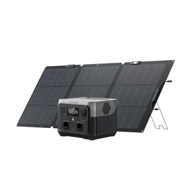 Afbeelding van EF ECOFLOW Bundle RIVER 2 MAX Draagbaar powerstation met 160 W opvouwbaar zonnepaneel 512 Wh zonne generator LifeP04 snel opladen in 1 uur tot 1000 vermogen balkonkracht voor thuis