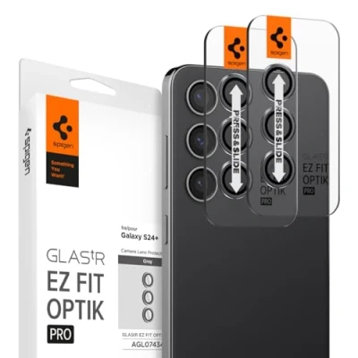Afbeelding van Spigen Glas.tR EZ Fit Optik Pro Camera Screenprotector compatibel met Samsung Galaxy S24 Plus, 2 Stuks, Onyx Black, Individuele camerabescherming, Geen storing voor flitsfunctie, Glas