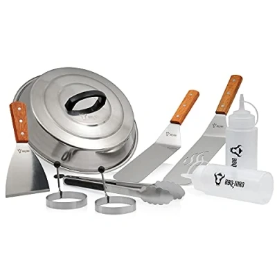 Afbeelding van BBQ Toro Teppanyaki Barbecue accessoires, set van 9 stuks, met warmtebel, spatel, grilltang, spuitflessen, eivormen, grillgereedschap