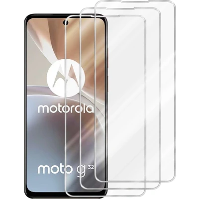 Afbeelding van Cadorabo 3x Screenprotector geschikt voor Motorola MOTO G32 Beschermende Pantser Film in KRISTALHELDER Getemperd (Tempered) Display beschermend glas 9H hardheid met 3D Touch