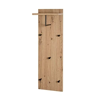 Afbeelding van HAKU Möbel Wandkapstok, MDF, eikenhout, zwart, B 30 x D 20 H 100 cm