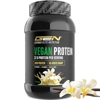 Afbeelding van Veganistisch eiwitpoeder Plantaardig eiwit van erwt, rijst, amandel en hennep Soja vrij Heerlijk &amp; romig (750 g, vanille)
