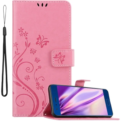 Afbeelding van Cadorabo Hoesje geschikt voor Honor 9 in BLOEMEN ROZE Beschermhoes bloemmotief met magnetische sluiting, standfunctie en kaartsleuven Book Case Cover Etui
