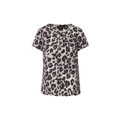 Afbeelding van s.Oliver Black Label Kurzarmmit Raffung UND Allover Tshirt print, Dames, Maat: 34, Braun