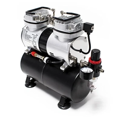 Afbeelding van Airbrush compressor AS196 met luchttank 2 cilinder zuiger 6 bar automatische uitschakelfunctie