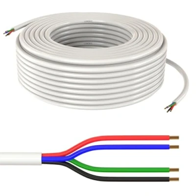 Afbeelding van Lumonic 4x 0,34mm² LED besturingskabel wit 20m I mantel 4 aderige kabel flexibel afgeschermde besturingskabel, LiYY verlenging, voedingskabel