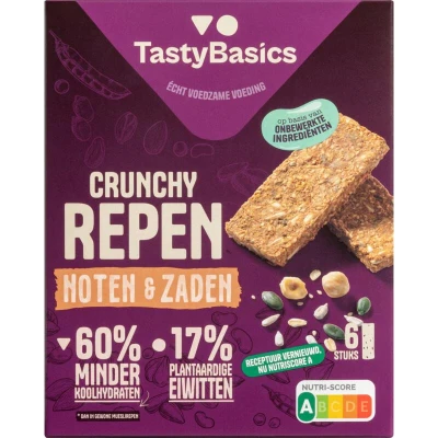 Afbeelding van TastyBasics Crunchy Noten &amp; Zaden Repen (6 stuks)