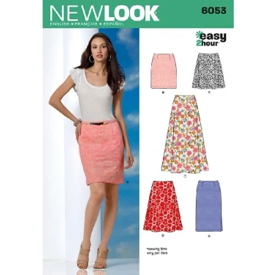 Afbeelding van New Look Easy 2 uurs Knippatroon 6053: Damesrokken, Maat A (36 38 40 42 44 46), Papier, Veelkleurig, (6 8 10 12 14 16 18)