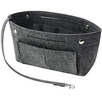 Afbeelding van Soyizom Vilten handtas, portemonnee, organizer, tas in met sleutelhanger voor Speedy Neverfull, 8 kleuren, Donkergrijs, large