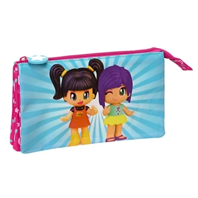 Afbeelding van Pennenetui met 2 vakken Pinypon Blauw Roze 22 x 12 3 cm