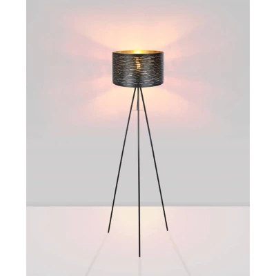 Afbeelding van Globo vloerlamp Tunno zwart metaal 69 cm E27 fitting 15342S