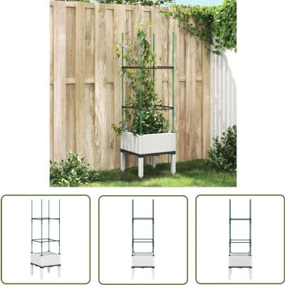 Afbeelding van Plantenbak met latwerk 40x40x142,5 cm polypropeen wit