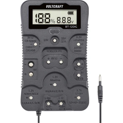 Afbeelding van VOLTCRAFT Batterijtester BT 12DIG Meetbereik (batterijtester) 1.2 V, 1.5 3 3.7 6 9 12 V Batterij, Oplaadbare batterij VC 14340820