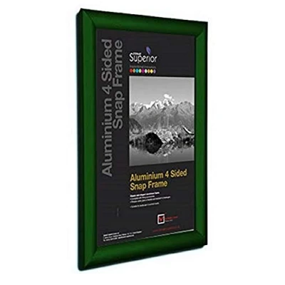 Afbeelding van SECO Superieure A4 Aluminium 4 zijdig 25mm Voorlader Afbeelding/Poster Snap Frame Groen GREENA4
