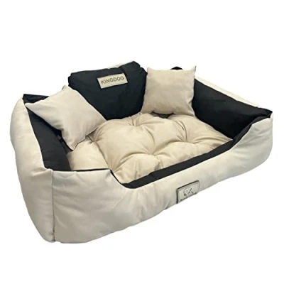 Afbeelding van KingDog Honden en kattenbed met twee kussen Wasbaar Binnenmaat: 130x100m/ Buitenmaat: 145x115cm Beige