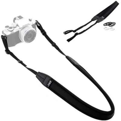 Afbeelding van JJC Anti slip zachte neopreen camerariem schouder nekband voor Fujifilm X100VI Nikon Z30 Z50 Canon M50 M6 Sony ZV 1 E10 A6600 Olympus Alle DSLR SLR Camera Zwart