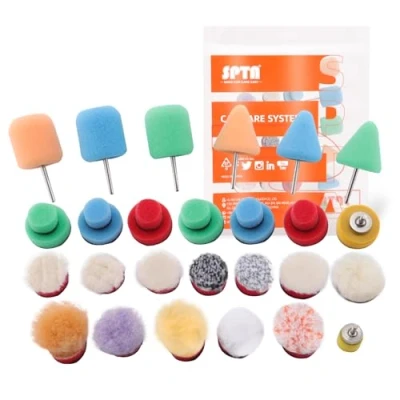 Afbeelding van SPTA 16 STKS Mini Polijstpads Kegelvormige Spons Pad Polijsten Wax Wol Buff met 2 Backing Plates voor Detailing Auto Polijstmachine Waxen en Afdichten Glazuur (25 MM, 15 MM)
