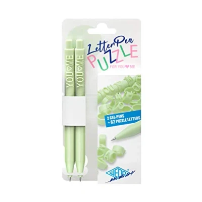 Afbeelding van WEDO 2533011 letterpen puzzel, set van 2, personaliseerbaar met letterringen, verwisselbare vulling, lichtgroen