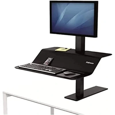 Afbeelding van Fellowes Lotus VE in hoogte verstelbare staande bureauconverter enkele monitor zitstandaard bureau met gladde lifttechnologie max. gewicht 11.4KG zwart