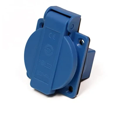 Afbeelding van HOLZER 8 stuks inbouwstopcontacten, Schuko aanbouw, stopcontact, 16 A vochtige ruimtes, PA6 / + flensafdichting (blauw)
