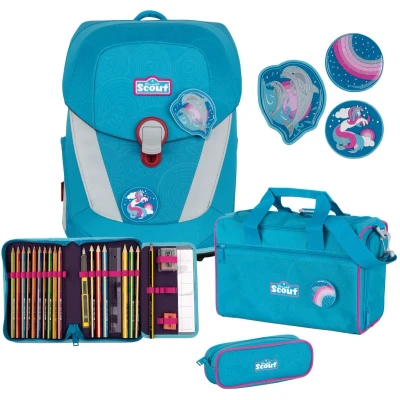 Afbeelding van Scout Schooltas Sunny II Set 4 delig Dolphins Blauw