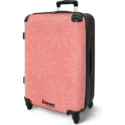 Afbeelding van NoBoringSuitcases.com® Koffer groot Rolkoffer lichtgewicht Roze zonnen patroon Reiskoffer met 4 wielen Grote trolley XL 20 kg bagage