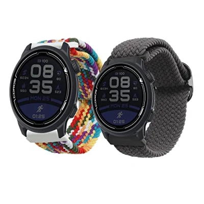 Afbeelding van kwmobile horlogebandje compatibel met COROS PACE 2 / APEX (42mm) polsband 2x nylon bandje voor activity tracker In grijs/meerkleurig.