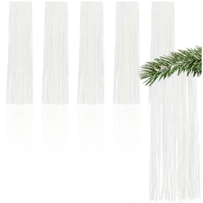 Afbeelding van COM FOUR® 5x klatergoud witte klatergoudslinger voor Kerstmis kerstboomversiering de kerstboom klatergoudgordijn met gladde draden (wit 05 stuks)