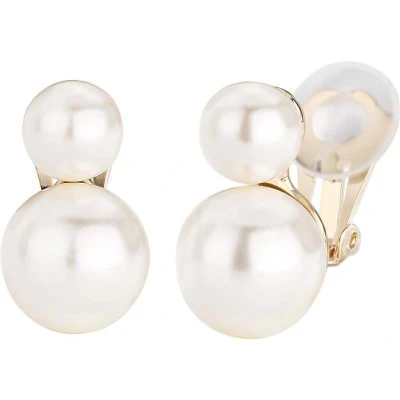 Afbeelding van Traveller Clip Oorbellen Oorclips Dames Parels Goudkleurig 8 / 12 mm Creme 22ct Verguld 113120