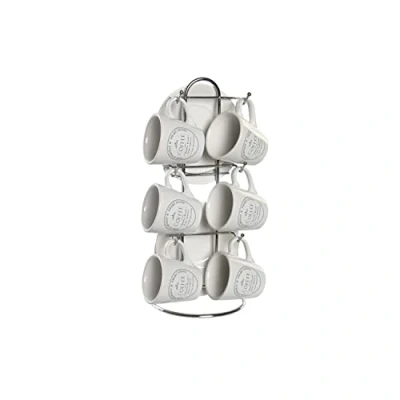 Afbeelding van Set van Kopje met Schotel DKD Home Decor Metaal Wit Keramiek 180 ml