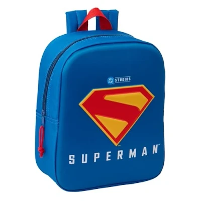 Afbeelding van Safta Superman 3D kleuterschoolrugzak, aanpasbaar aan de wagen, eenvoudige reiniging, ideaal voor kinderen van verschillende leeftijden, comfortabel en veelzijdig, kwaliteit duurzaamheid, 22 x 10