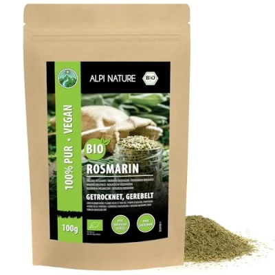 Afbeelding van Alpi Nature organische rozemarijn gedroogd (100 g) van gecontroleerde teelt glutenvrij lactose vrij laboratoriumtests veganistisch 100% natuurlijk in geen additieven