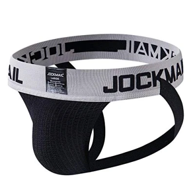 Afbeelding van JOCKMAIL Heren Jockstrap Athletic Supporter Ondergoed Sport Jock Strap Slip, Zwart, L