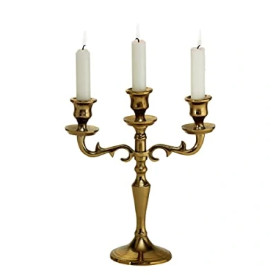 Afbeelding van Boltze kandelaar Varas (goud, 3 lichtpunten, hoogte 26 cm, van metaal, decoratie eettafel/commode, stijlvol design) 1019023