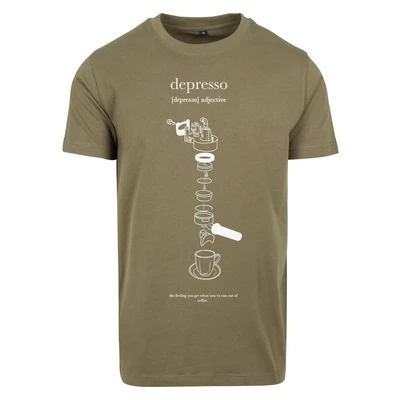 Afbeelding van Mister Tee Depresso Tshirt print, Heren, Maat: Medium, Olive