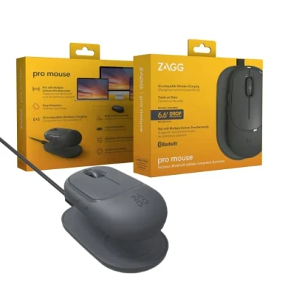 Afbeelding van ZAGG Pro Mouse W/draadloos oplaadpad, universeel, geen batterijen, opladen bij gebruik, houtskool
