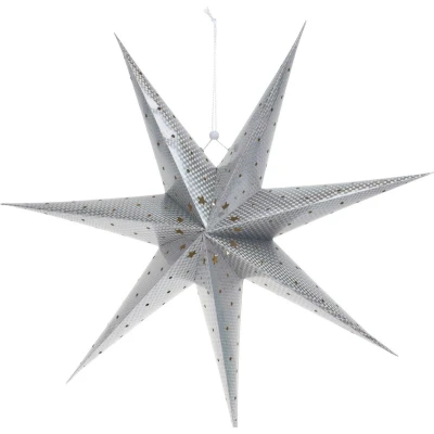 Afbeelding van Papieren kerstster Ø 60 cm (7 punts, Batterijen, Geperforeerd, Binnen, Zilver)